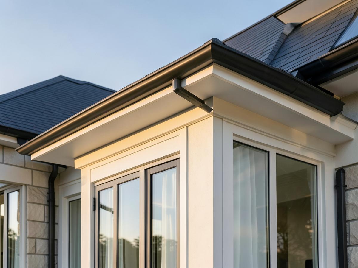 Clean gutters, trim and windows on a well-maintained luxury home